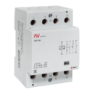 Контактор модульный КМ 63А 3NO+1NC 230В AC (3 мод.) AVERES EKF km-av-3-63-31-230V