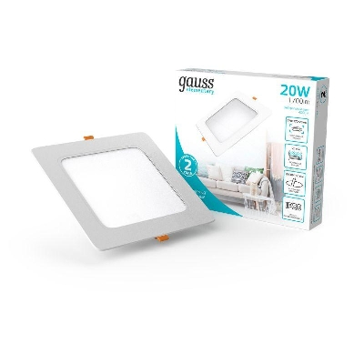 Светильник Elementary Downlight 20Вт 4000К IP20 1700лм 170-260В 170х26 квадрат монтаж бел. LED GAUSS 998420218