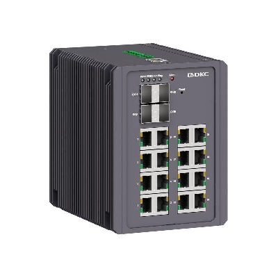 Коммутатор промышленный управляемый 4х100Base-FX 1000Base-X SFP слота: 16х10/100/1000Base-T(X) портов RJ45 консольный порт Mini USB поддержка PROFINET 24-48В DC (18-72В DC) с резервированием DKC N2000-4GX16GEPN-P1
