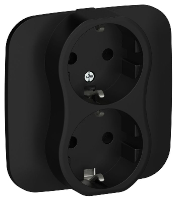 Розетка 2-м СП FLITE РС12-1-А-ФлЧ 16А с заземл. без защ. шторок безвинтовое крепление в сборе механизм черн. IEK FI-R21A-16-1-K02