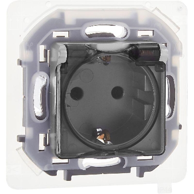 Розетка 1-м СП Inspiria 16А IP44 250В 2P+E защ. шторки с крышкой немецк. стандарт механизм алюм. IEK 673742