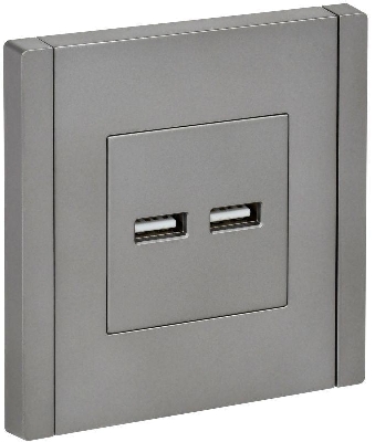 Розетка USB A+A 3.1А FORTE&PIANO FP549 сталь IEK FP-U21-D31-K46