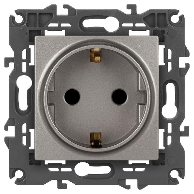 Розетка Elegance 14-2102-16 16А 250В 2P+E Schuko защ. шторки титан Эра Б0065806