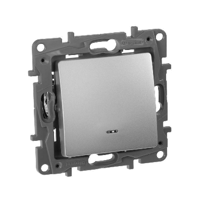 Выключатель 1-кл. СП Etika 10А IP20 250В 10AX с подсветкой/индикацией безвинтов. зажимы механизм алюм. IEK 672403