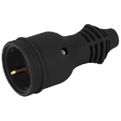 Розетка RX11-B-IP44 16А IP44 прямая с заземл. каучук черн. ЭРА Б0069325