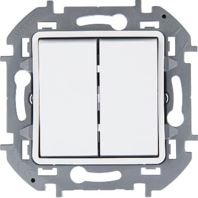 Переключатель модульный 2-кл. Inspiria с подсветкой10AX 250 В бел. Leg 673665