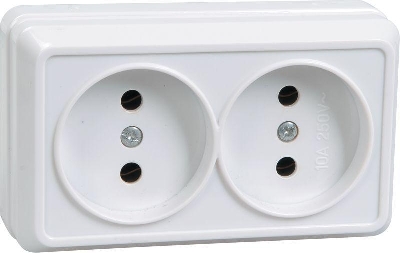 Розетка 2-м ОП Октава 10А IP20 без заземл. бел. GENERICA ERO20-K01-10-DC