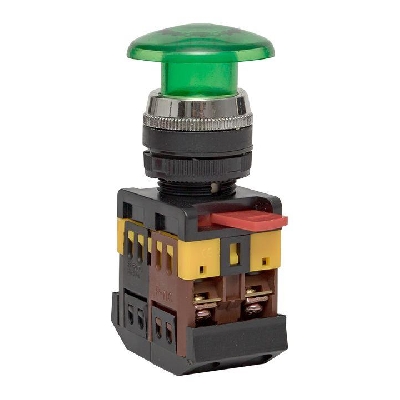 Кнопка "Грибок" AELA-22 NO+NC 380В с подсветкой зел. PROxima EKF pbn-aela-1g-380