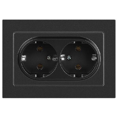 Розетка 2-м СП Accent 6-205-07 16А IP20 250В 2P+E Schuko AL/CU графит Intro Б0063496