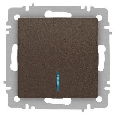 Выключатель 1-кл. СП Accent 6-102-08 10А IP20 250В с подсветкой AL/CU бронза Intro Б0063463