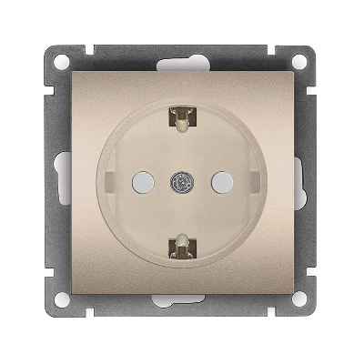 Розетка 1-м СП Афина 16А IP20 с заземл. защ. шторки механизм шампань Universal A0049-Br