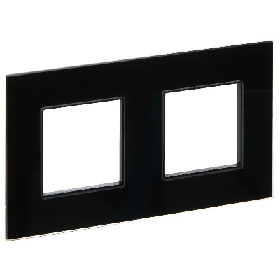 Рамка 2-м SKANDY SK-F22Bl стекло черн. IEK SK-M22-G-K02