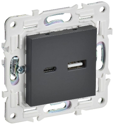 Розетка USB A+C 18Вт SKANDY SK-R13T титан IEK SK-U22-018-K48