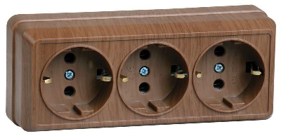 Розетка 3-м ОП Октава РС23-3-ОД 16А IP20 с заземл. дуб GENERICA ERO31-K04-16-DC