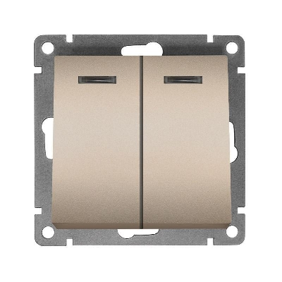 Выключатель 2-кл. СП Афина 10А IP20 с подсветкой механизм шампань Universal A0123-Br