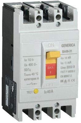 Выключатель автоматический 3п 40А 18кА ВА66-31 GENERICA SAV10-3-0040-G