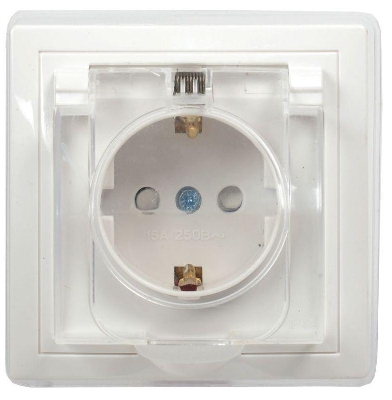 Розетка 1-м СП Кварта РСбш10-3-ККБ-44 16А IP44 с заземл. защ. шторки с крышкой керамика бел. GENERICA ERK70-K01-10-DM-44