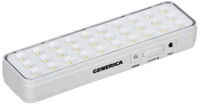 Светильник светодиодный аккумуляторный ДБА 1030 непостоян. действия 30LED 5ч 3Вт GENERICA LDBA0-1030-5-01-K01-G