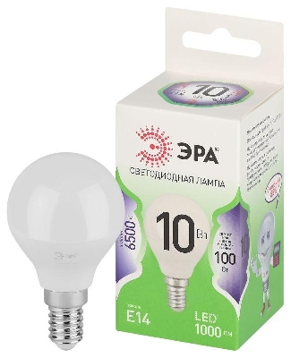 Лампа светодиодная GREEN LINE P45-10W-865-E14 GL 10Вт шар 6500К свет холод. E14 Эра Б0067033