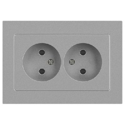 Розетка 2-м СП Accent 6-204-03 16А IP20 250В 2P AL/CU алюм. Intro Б0063453
