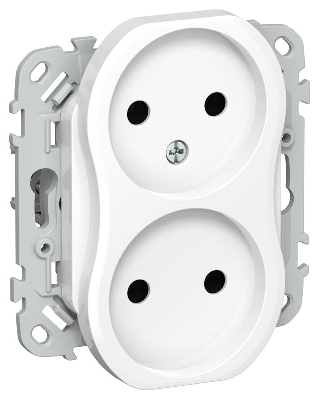 Розетка 2-м СП FLITE РС02-1-ФлБ 10А без заземл. без защ. шторок безвинтовое крепление механизм бел. IEK FI-R20-10-1-K01