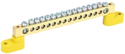 Шина PE "земля" ШНИ-8х12-16-У2-Ж на двух угловых изоляторах IEK YNN10-812-16C2-K05