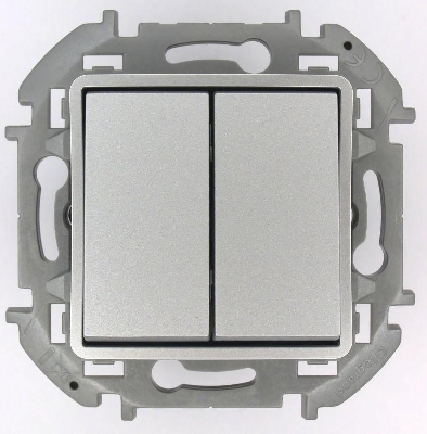 Переключатель модульный 2-кл. Inspiria 250В 10AX с подсветкой 1алюм. IEK 673667