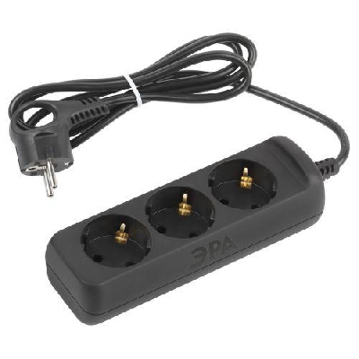 Удлинитель 3х1.5м с заземл. 10А ПВС 3х0.75 черн. UX-3e-1.5m-B Эра Б0057721