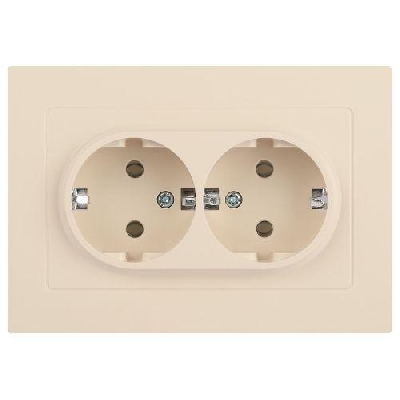 Розетка 2-м СП Accent 6-205-02 16А IP20 250В 2P+E Schuko AL/CU сл. кость Intro Б0063489