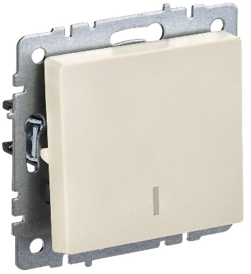 Выключатель проходной 1-кл. СП BRITE ВС10-1-7-БрКр 10А с индик. механизм беж. IEK BR-V12-1-10-K10
