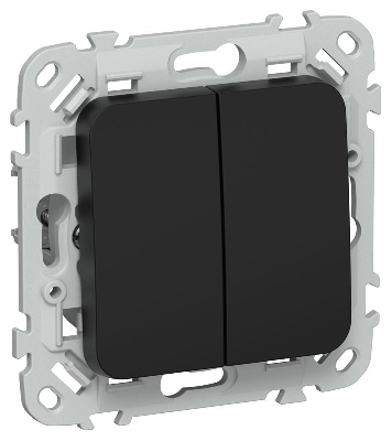 Выключатель проходной 2-кл. СП FLITE ВС62-1-0-ФлЧ 10А механизм черн. IEK FI-V22-0-10-1-K02