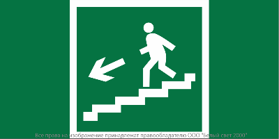 Знак безопасности NPU-2110.E14 "Направление к эвакуационному выходу по лестнице вниз (левосторонний)" Белый свет a11855