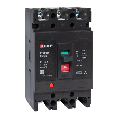 Выключатель автоматический 3п 16А 18кА LS125 ProPact EKF mccb-125-18-3-16-ls