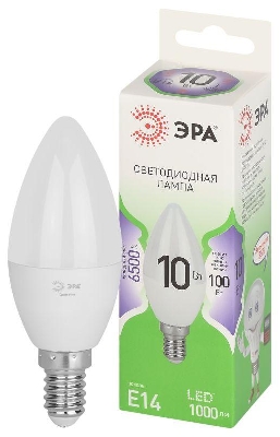 Лампа светодиодная GREEN LINE B35-10W-865-E14 GL 10Вт свеча 6500К свет холод. E14 Эра Б0067095