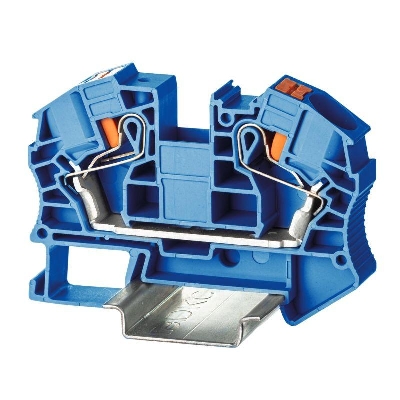 Клемма проходная зажим push-in 2 точки подключения 16кв.мм син. DKC VPR-16-BU