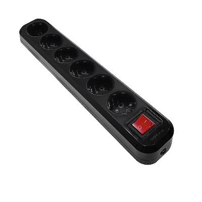 Колодка удлинителя 6-м с заземл. с выкл. АБС-пластик черн. UNIVersal 2241