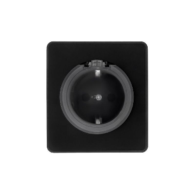 Розетка 1-м СП ROUND MIELE 16А с заземл. защ. шторки и крышкой оникс Kranz KR-78-0702-3