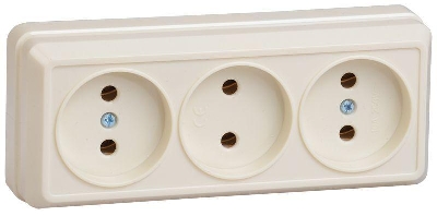 Розетка 3-м ОП Октава 10А IP20 без заземл. крем. GENERICA ERO30-K33-10-DC