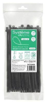 Стяжка кабельная 200х4.8 черн. (уп.100шт) SE IMT20048B