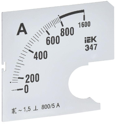 Шкала сменная для амперметра Э47 800/5А-1.5 72х72мм IEK IPA10D-SC-0800