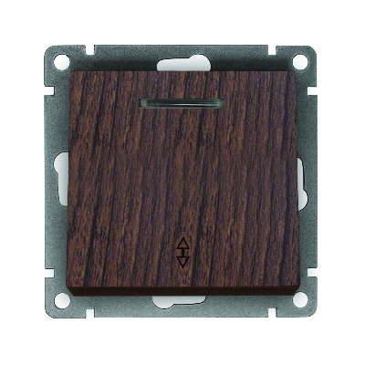 Переключатель проходной 1-кл. СП Афина 10А IP20 с подсветкой механизм венге Universal A0125-V