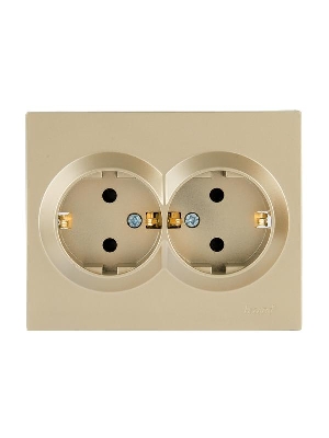 Розетка двойная VESNA с защитой от детей ПБТ зол. LEZARD 742-3600-178B