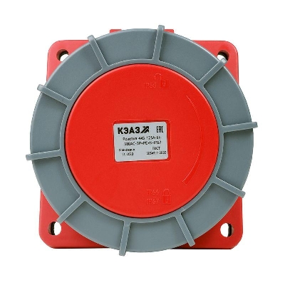 Розетка фланцевая наклонная 445 125А 6h 380AC 3P+PE+N IP67 КЭАЗ 332745