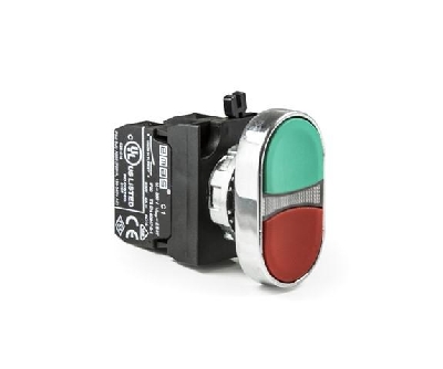 Кнопка сдвоенная (1НО+1НЗ) (CM) красн./зел. EMAS CM102K20KY