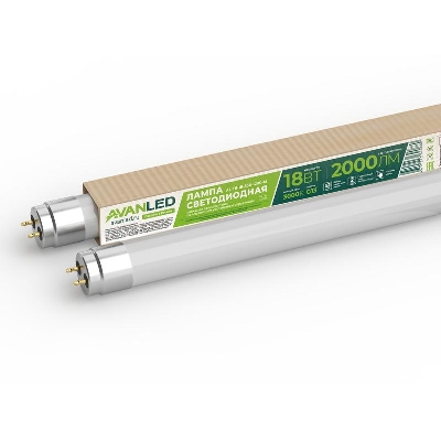 Лампа светодиодная AL T8-18-830-1200-М 18Вт матовая 3000К тепл. бел. G13 2000лм 195-265В (пр-во РФ) AVANLED 11112301