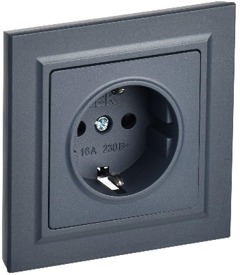 Розетка СП BRITE РСР14-1-0-БрМ 16А в сборе с заземл. защ. шторки маренго IEK BR-R14-16-K35-F