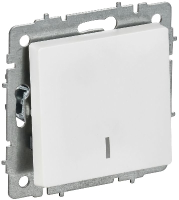 Выключатель 1-кл. СП BRITE ВС10-1-1-БрАБ 10А с индикацией механизм арктич. бел. IEK BR-V10-1-10-K91