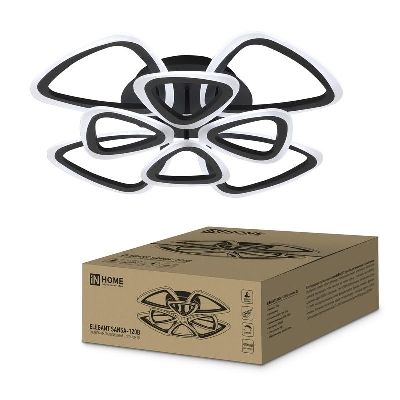 Светильник светодиодный ELEGANT SANSA-120В 120Вт 3000-4000-6500К 8400лм 230В 650х650х130мм с пультом ДУ IN HOME 4690612035390