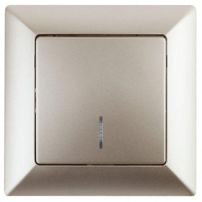 Выключатель 1-кл. СП Solo 4-102-04 10А 250В IP20 с подсветкой шампань Intro Б0053563