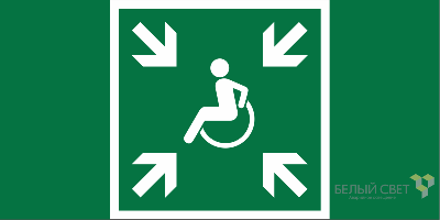 Знак безопасности BL-3015.E65 "Пункт (место) сбора МГН (безопасная зона МГН)" Белый свет a19569